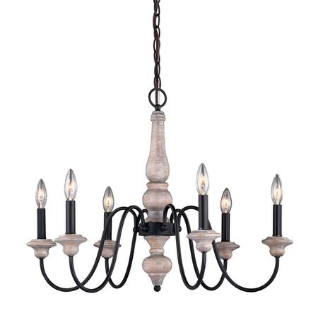 GLOWFLOW Georgetown 6 Light Chandelier Vintage, Ash with Oil Burnished Bronze GL3263949